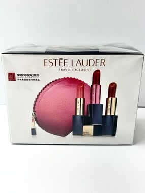 Sealed Estee Lauder Lipstick Defiant Coral Rebellious Rose Persuasive Travel Set